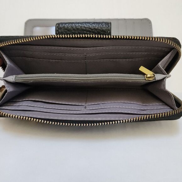 Fossil Black Cow Hide Wristlet Wallet - Picture 4 of 7